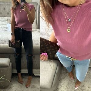 New๐ Mauve Mock Neck Top